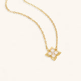 Dalia | White Iris Clover Necklace