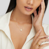 Dalia | White Iris Clover Necklace